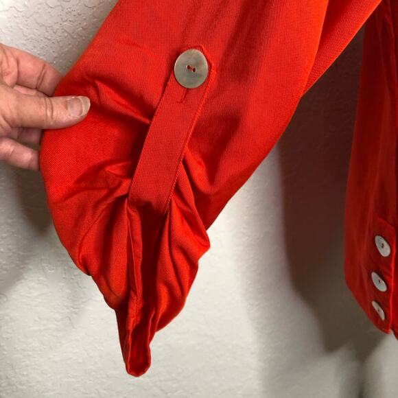 Soft Surroundings red orange button hem roll tab sleeve tunic top size Medium - Picture 13 of 15